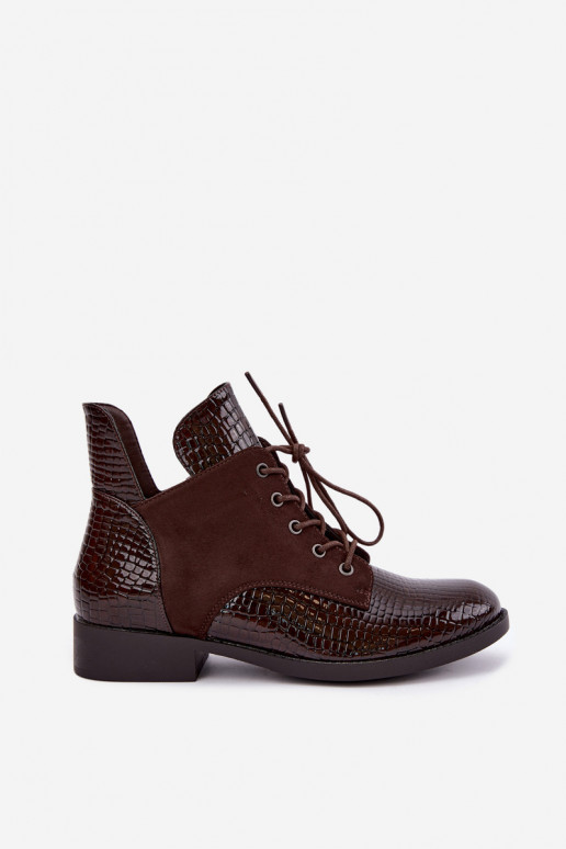 Botines aislados con diseño en relieve Vinceza 16524 chocolate