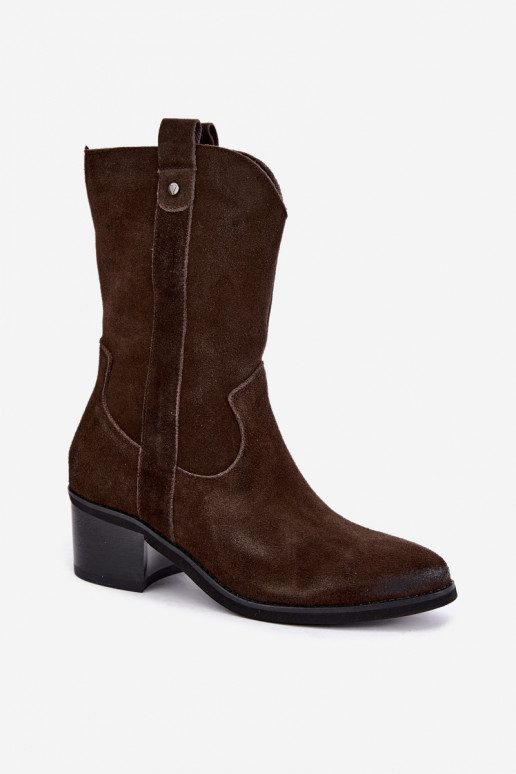 botines aislados de estilo vaquero con tacones Vinceza 133106 en chocolate