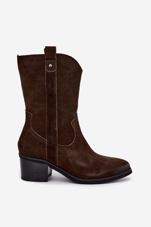 botines aislados de estilo vaquero con tacones Vinceza 133106 en chocolate