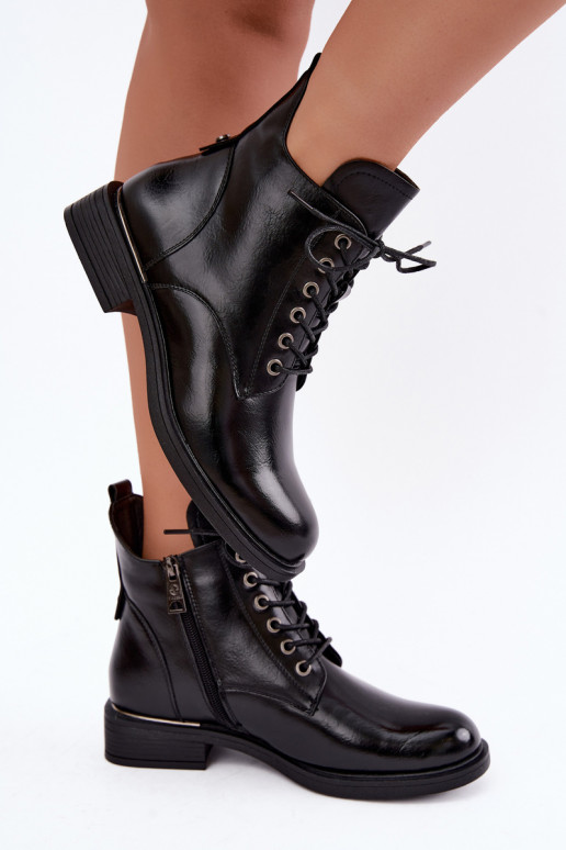 botines aislados con tacones anchos Vinceza 58677 en negro
