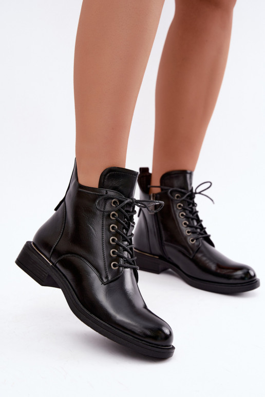 botines aislados con tacones anchos Vinceza 58677 en negro