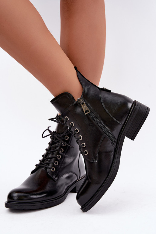 botines aislados con tacones anchos Vinceza 58677 en negro