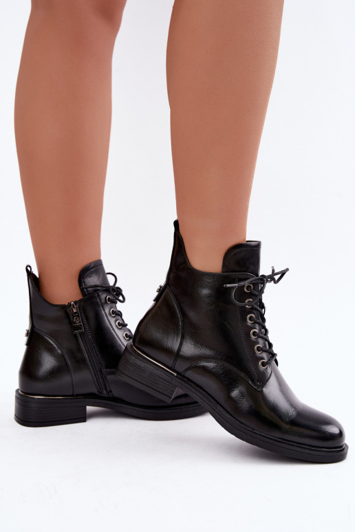 botines aislados con tacones anchos Vinceza 58677 en negro