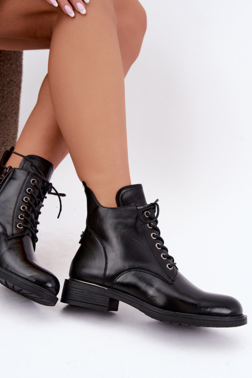 botines aislados con tacones anchos Vinceza 58677 en negro
