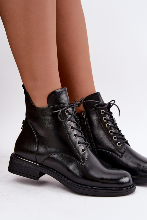 botines aislados con tacones anchos Vinceza 58677 en negro