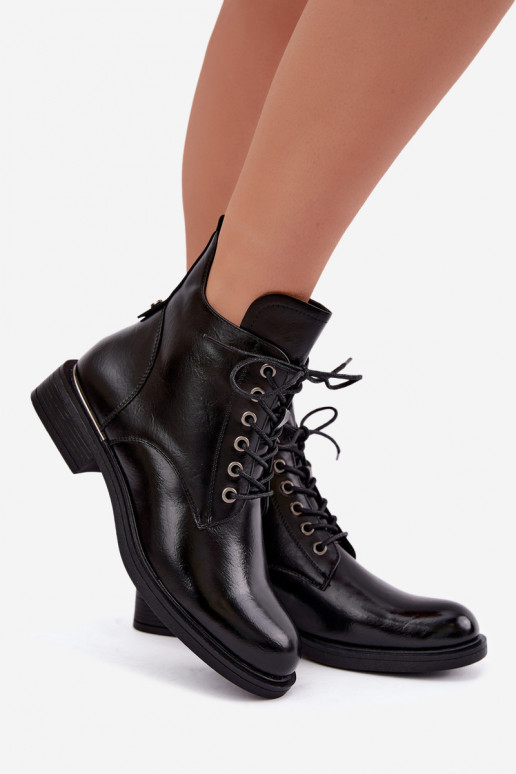 botines aislados con tacones anchos Vinceza 58677 en negro