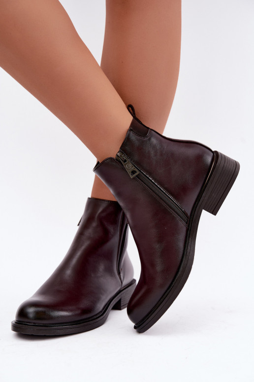 botines aislados para mujer con tacones anchos Vinceza 58690 en burdeos