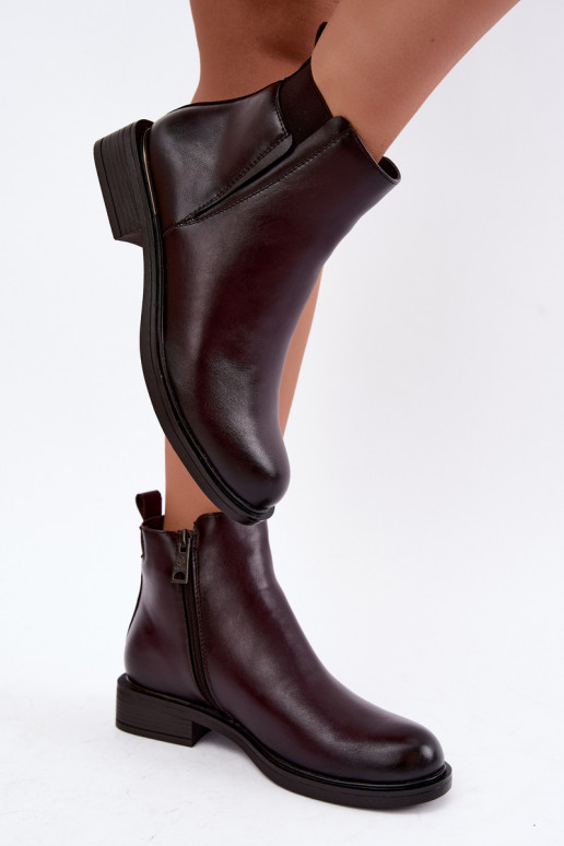 botines aislados para mujer con tacones anchos Vinceza 58690 en burdeos