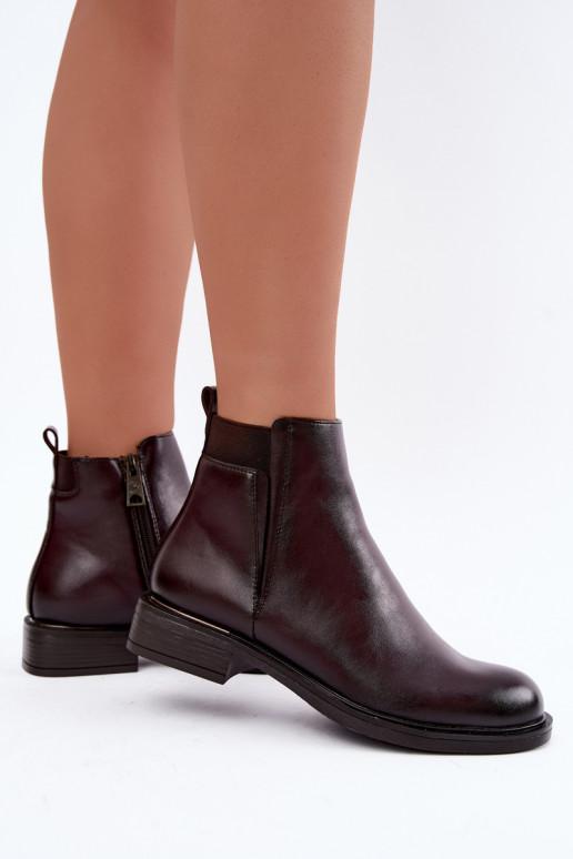 botines aislados para mujer con tacones anchos Vinceza 58690 en burdeos