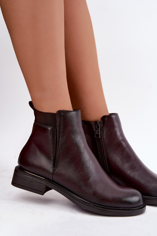 botines aislados para mujer con tacones anchos Vinceza 58690 en burdeos