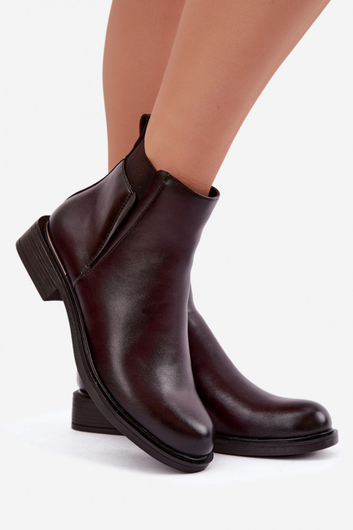 botines aislados para mujer con tacones anchos Vinceza 58690 en burdeos