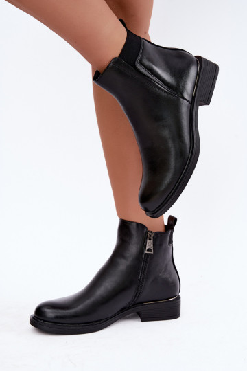 botines aislados para mujer con tacones anchos Vinceza 58690 en negro