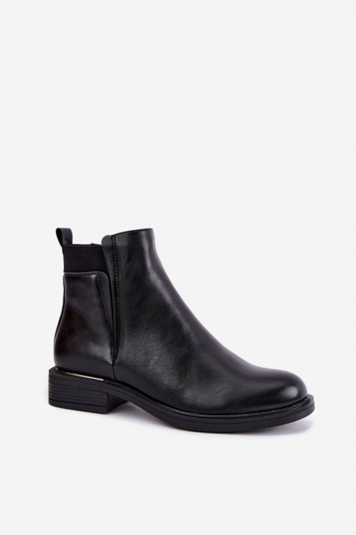 botines aislados para mujer con tacones anchos Vinceza 58690 en negro