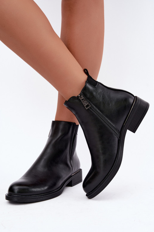 botines aislados para mujer con tacones anchos Vinceza 58690 en negro