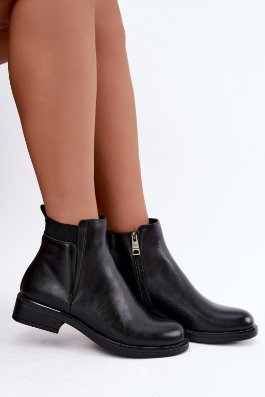 botines aislados para mujer con tacones anchos Vinceza 58690 en negro