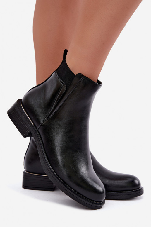botines aislados para mujer con tacones anchos Vinceza 58690 en negro