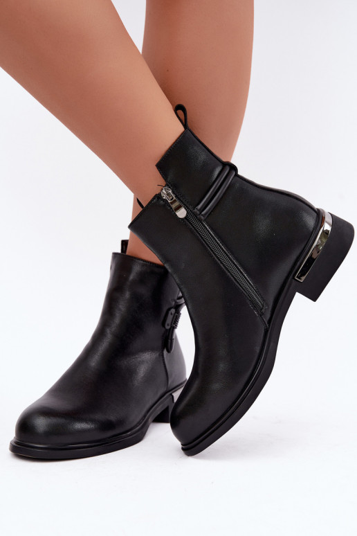 botines aislados para mujer con tacones decorados D&A MK62-7025 en negro
