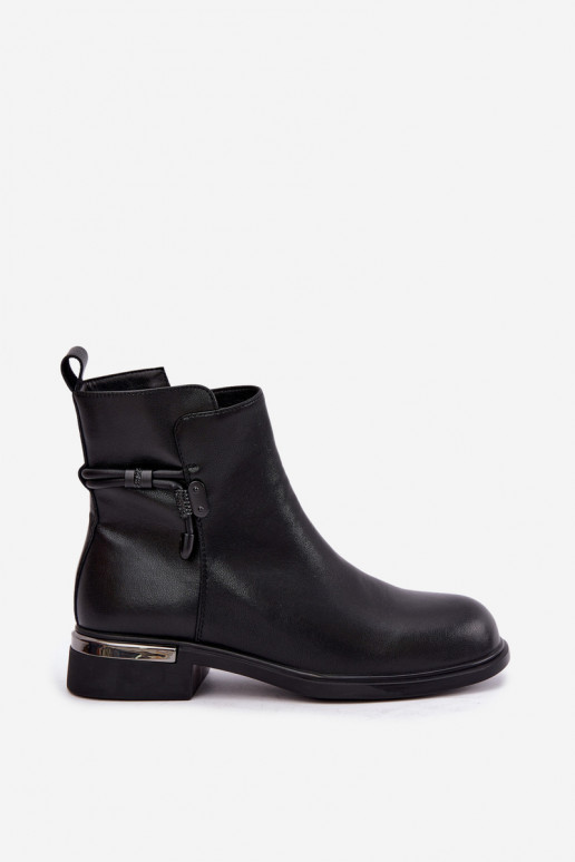 botines aislados para mujer con tacones decorados D&A MK62-7025 en negro