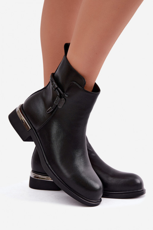 botines aislados para mujer con tacones decorados D&A MK62-7025 en negro