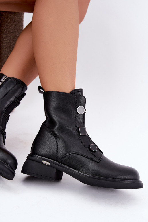 botines aislados con detalles geométricos D&A MK62-7030 en negro