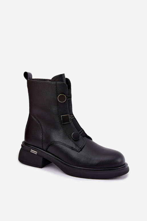botines aislados con detalles geométricos D&A MK62-7030 en negro