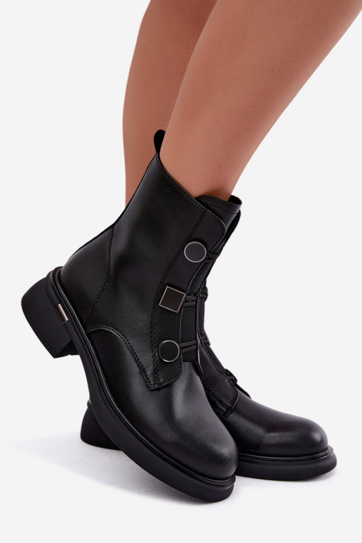 botines aislados con detalles geométricos D&A MK62-7030 en negro