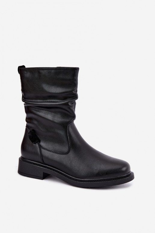 botines aislados arrugados con tacones anchos Sergio Leone BT-08 en negro