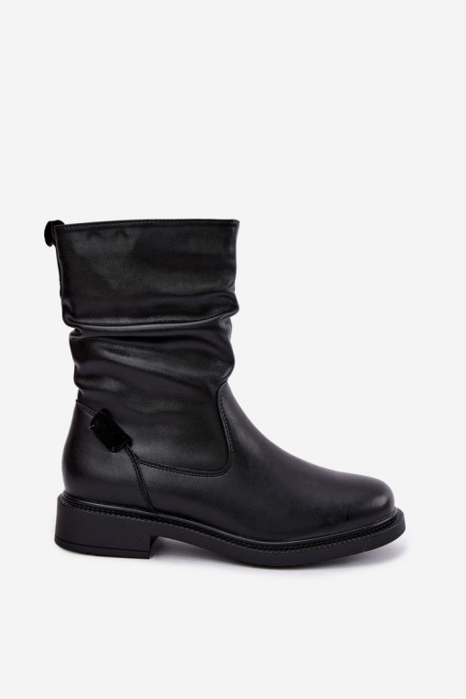 botines aislados arrugados con tacones anchos Sergio Leone BT-08 en negro