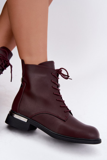 Botines de cuero aislados con tacones anchos en burdeos Vinceza 86450