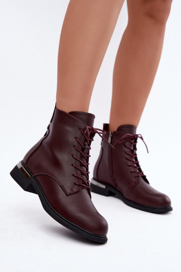 Botines de cuero aislados con tacones anchos en burdeos Vinceza 86450 2