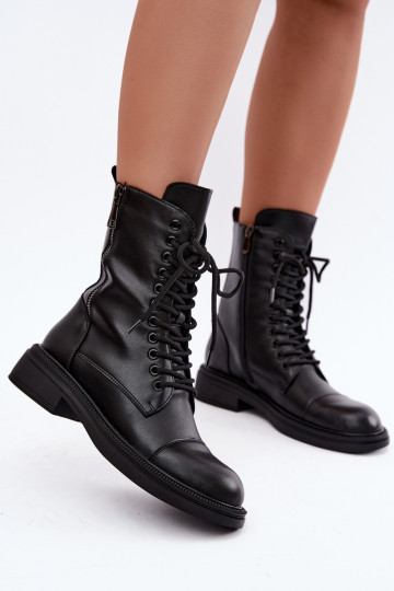Botines de cuero aislados tipo botas en negro Vinceza 86443 2
