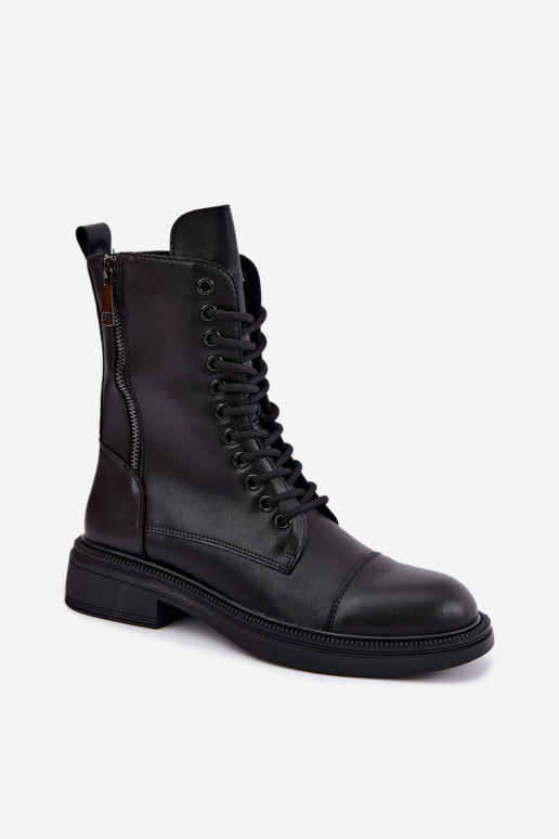 Botines de cuero aislados tipo botas en negro Vinceza 86443