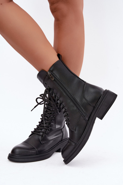 Botines de cuero aislados tipo botas en negro Vinceza 86443