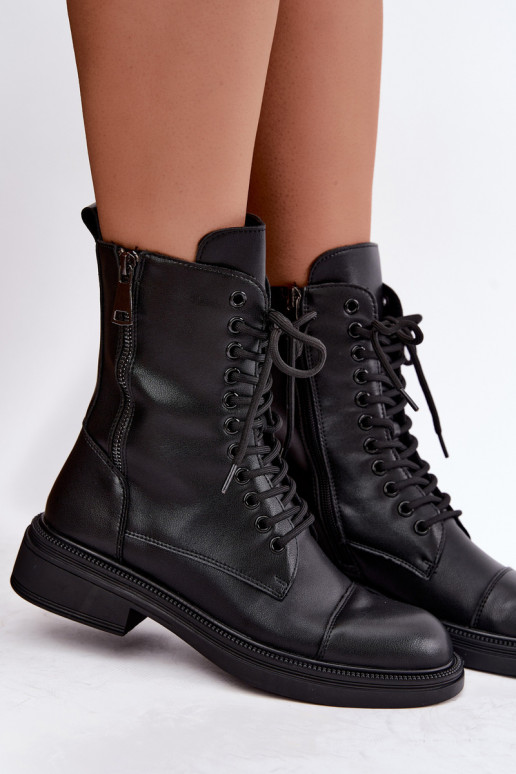 Botines de cuero aislados tipo botas en negro Vinceza 86443