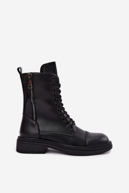 Botines de cuero aislados tipo botas en negro Vinceza 86443