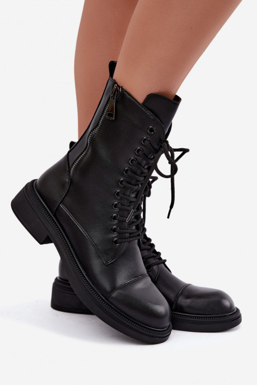 Botines de cuero aislados tipo botas en negro Vinceza 86443
