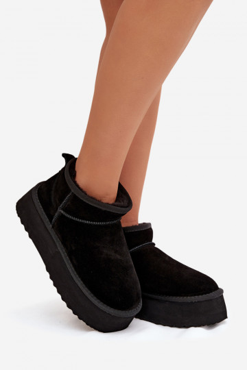Botas de nieve para mujer de ante sintético en negro