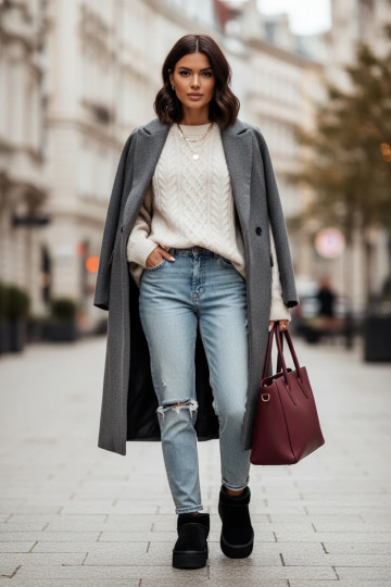 Botas de nieve para mujer de ante sintético en negro 2