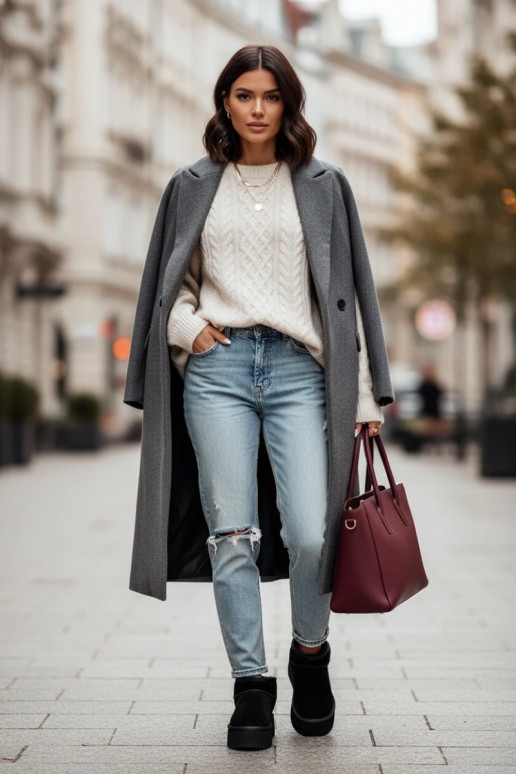 Botas de nieve para mujer de ante sintético en negro