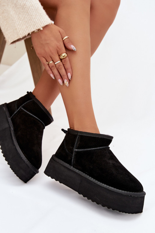 Botas de nieve para mujer de ante sintético en negro