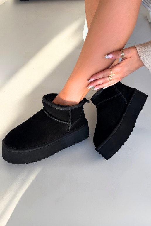 Botas de nieve para mujer de ante sintético en negro