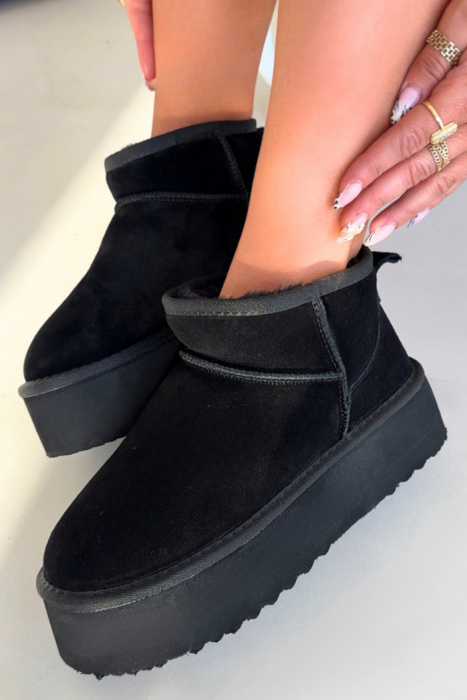 Botas de nieve para mujer de ante sintético en negro