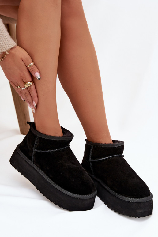 Botas de nieve para mujer de ante sintético en negro
