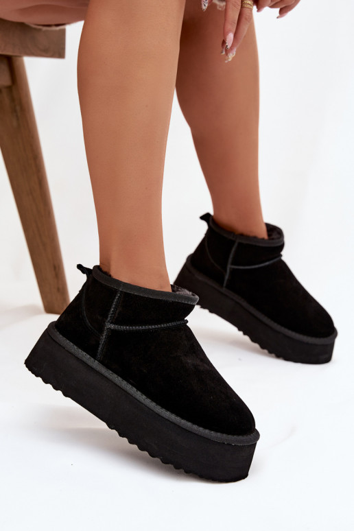 Botas de nieve para mujer de ante sintético en negro