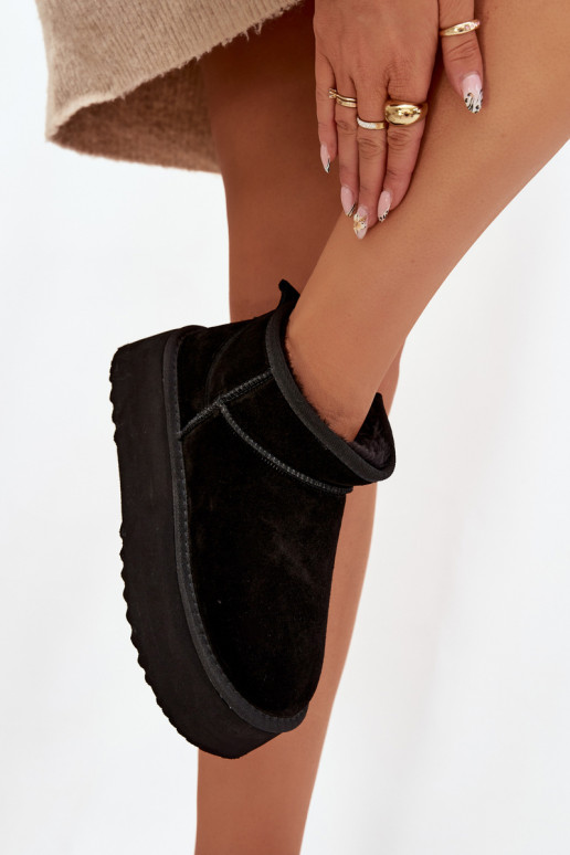 Botas de nieve para mujer de ante sintético en negro