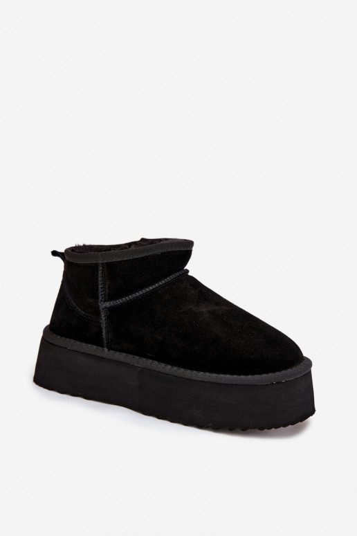 Botas de nieve para mujer de ante sintético en negro