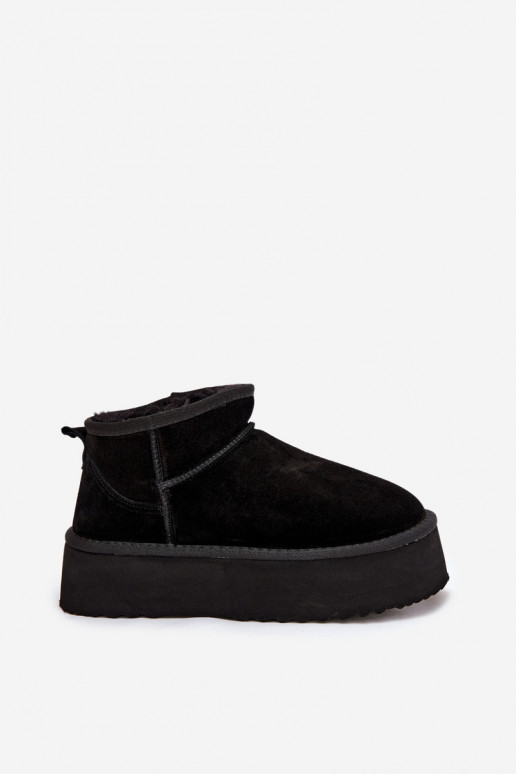 Botas de nieve para mujer de ante sintético en negro