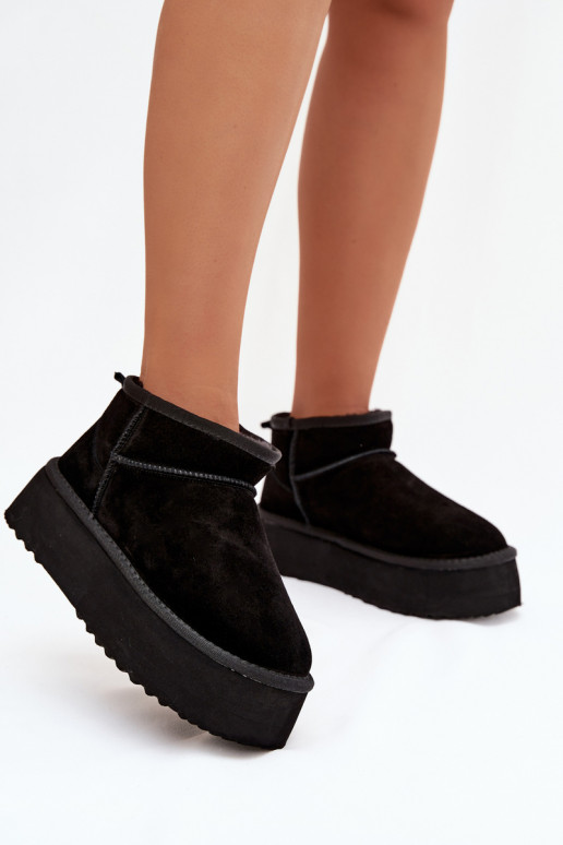 Botas de nieve para mujer de ante sintético en negro
