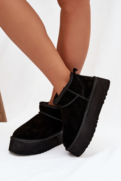 Botas de nieve para mujer de ante sintético en negro