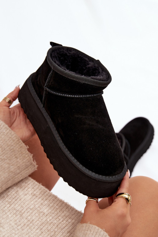 Botas de nieve para mujer de ante sintético en negro